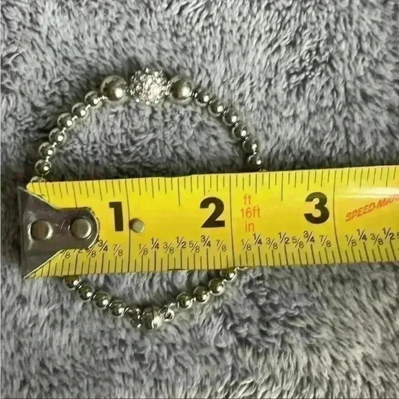 Swarovski Elements Bracelets - Silver Beaded Bracelet w/ Magnetic Clasp New - Picture 6 of 8